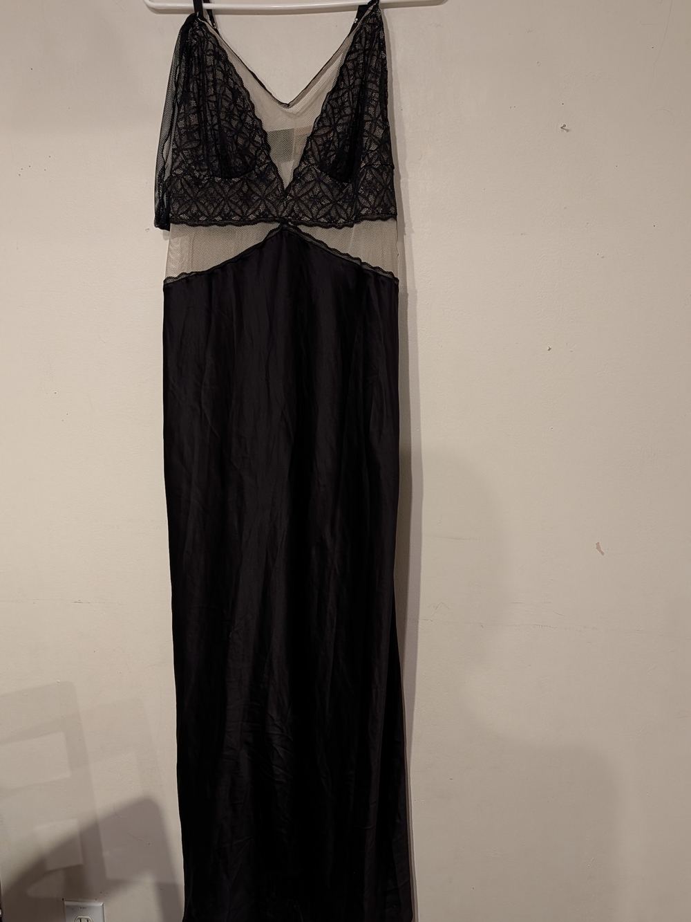 Black Lace & Sheer Maxi Slip Dress